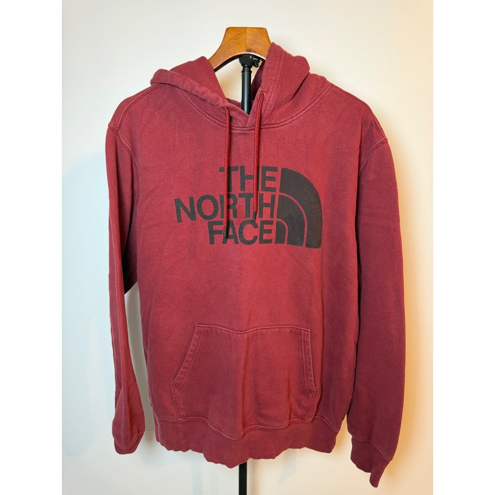 The North Face Mens Large Burgundy Red Graphic Logo Pullover Hoodie Sweatshirt